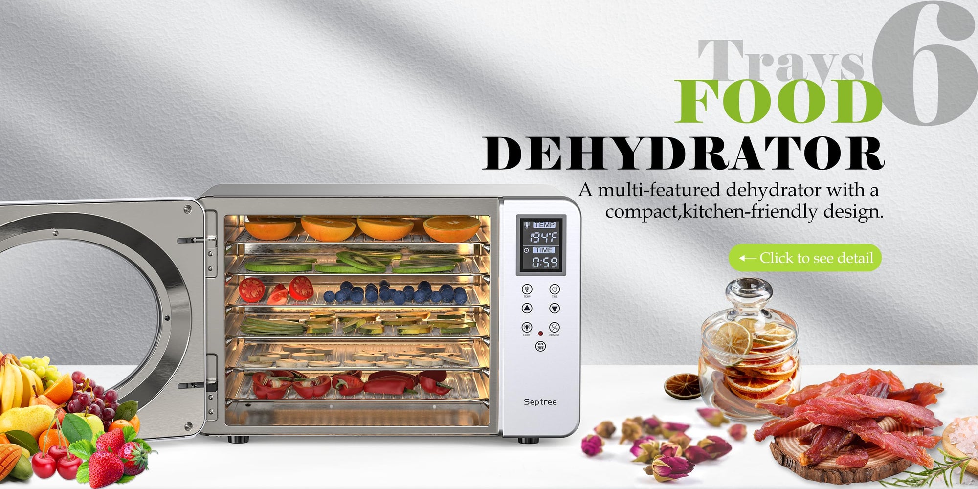 Septree Food Dehydrator Dryer Machine Efficient Drying septreestore